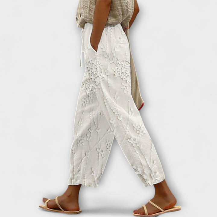 Zoey - Pantaloni imprimați cu model de frunze de viță