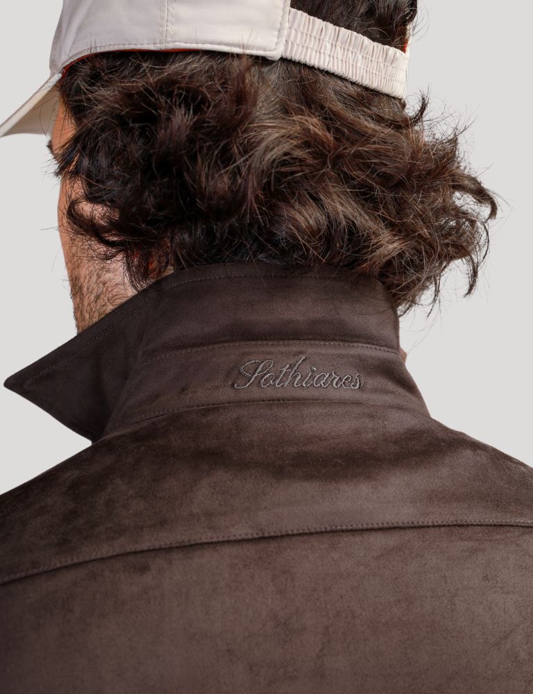 Camasa de peste din imitatie de velur | Maro