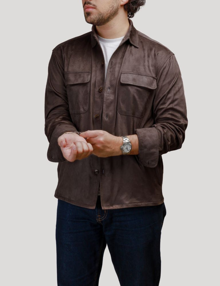 Camasa de peste din imitatie de velur | Maro