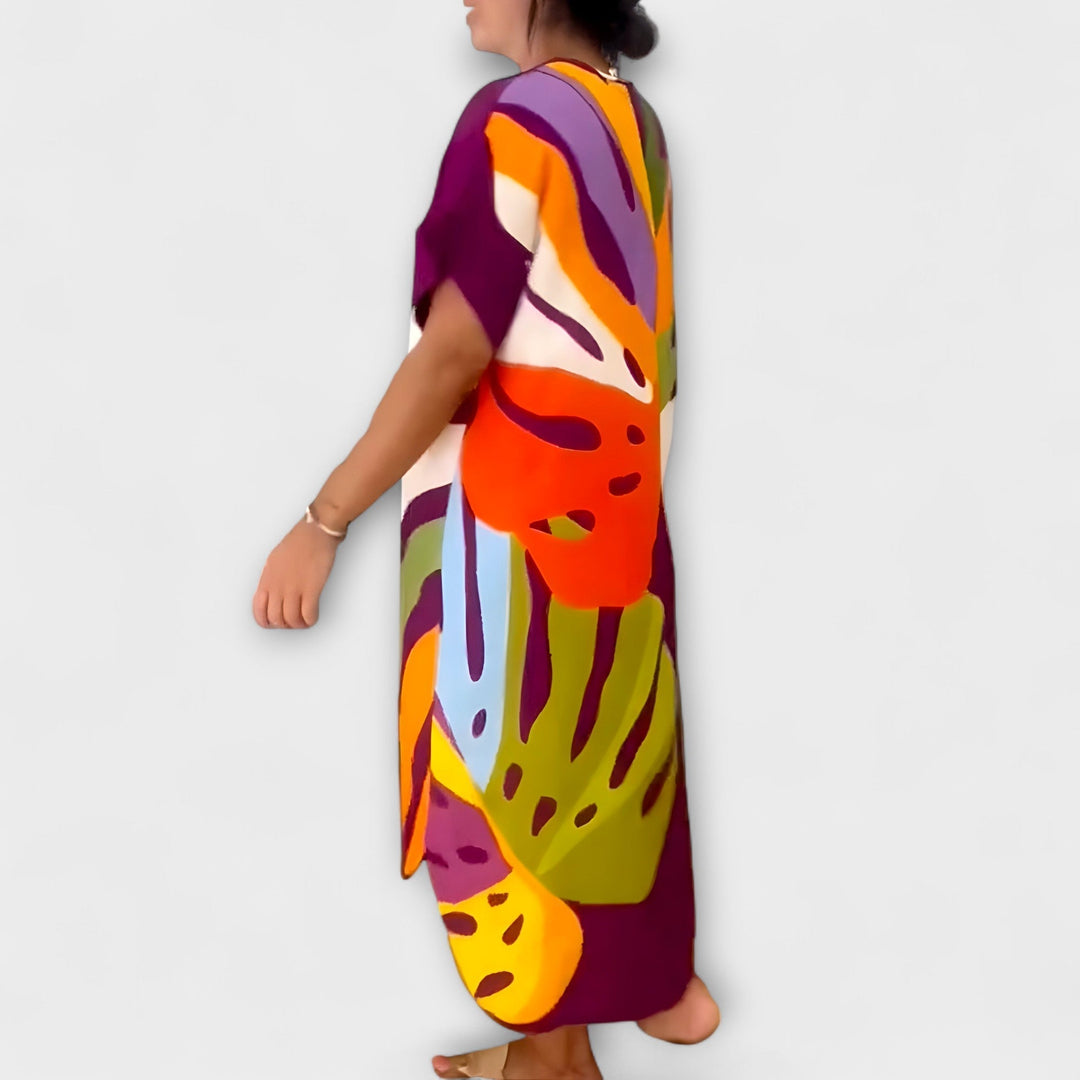 Roos - Rochie casual cu imprimeu colorat de frunze