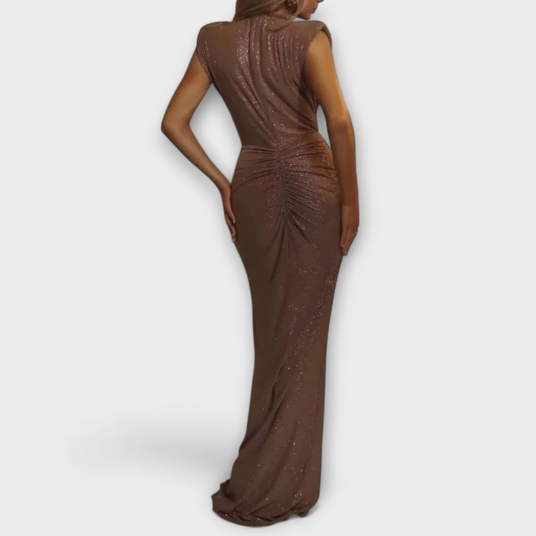 Thea - Rochie maxi cu decolteu adânc în V