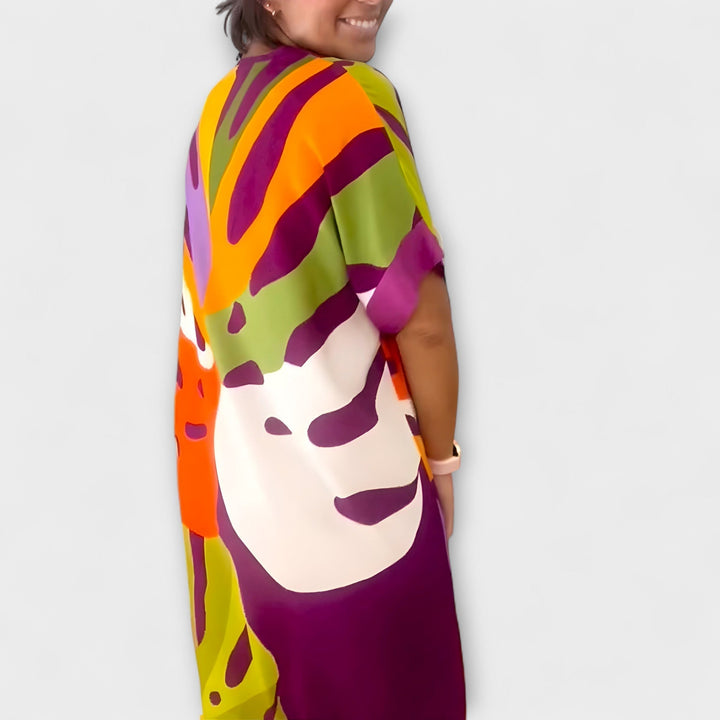 Roos - Rochie casual cu imprimeu colorat de frunze