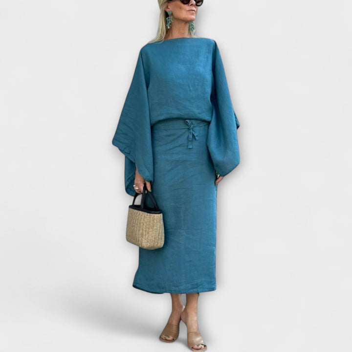 Dana - Rochie kimono din lână și bumbac