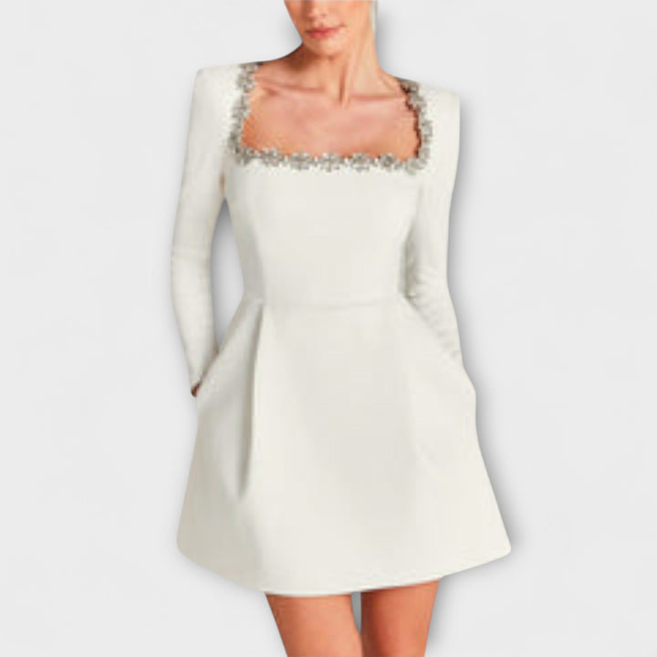 Wren - Rochie mini de catifea cu decorațiuni