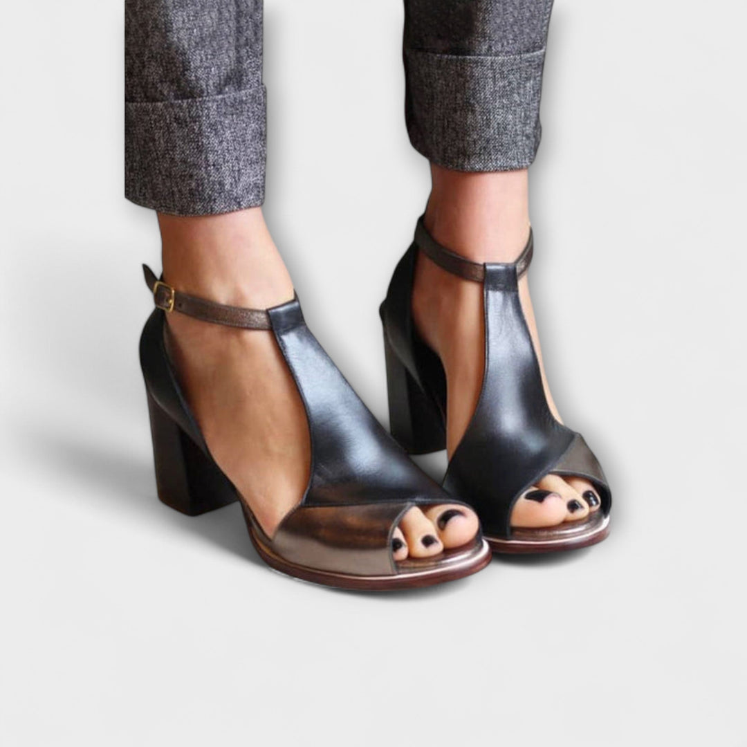 Sandale sofisticate din piele adevărată Karolína cu toc