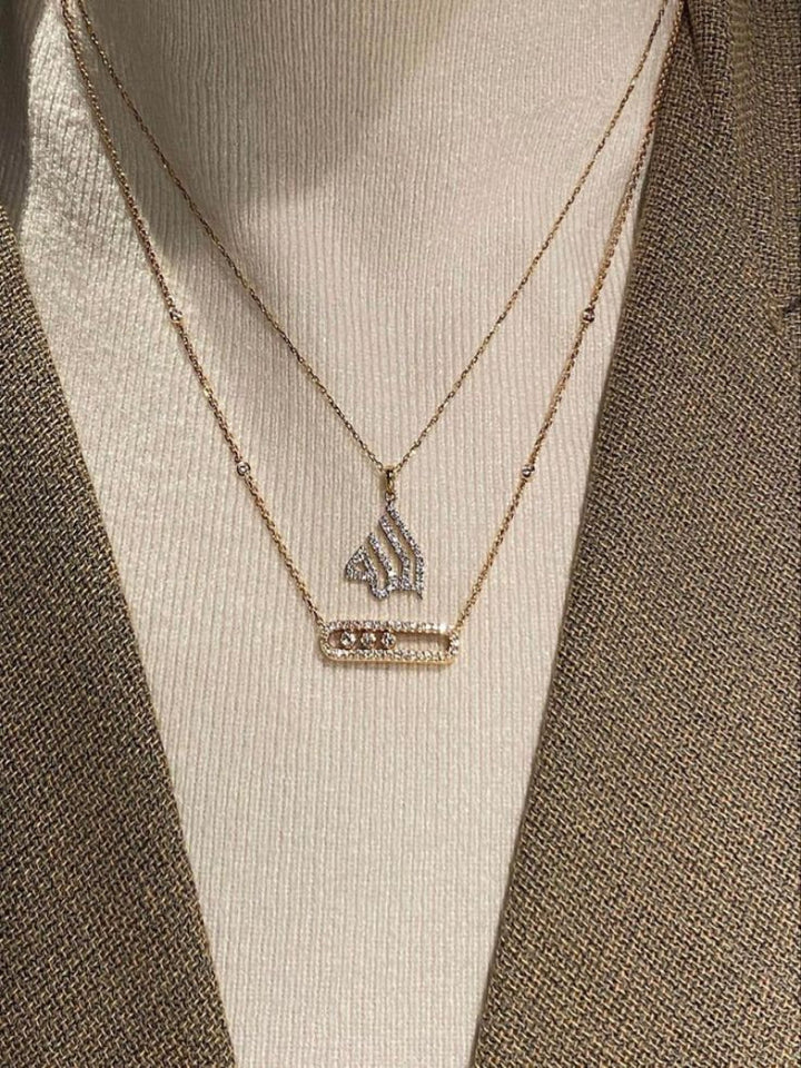 Ana - Colier cu Trei Diamante în Mișcare