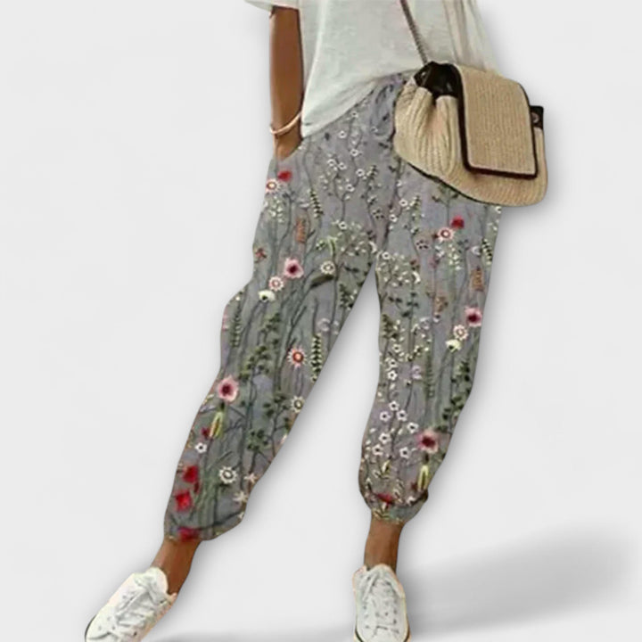 Pantaloni confortabili din bumbac și in pentru burga