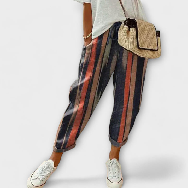 Pantaloni confortabili din bumbac și in pentru burga