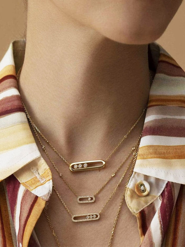 Ana - Colier cu Trei Diamante în Mișcare