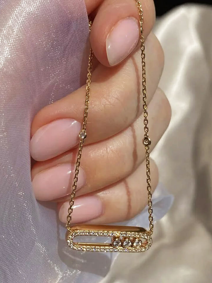 Ana - Colier cu Trei Diamante în Mișcare