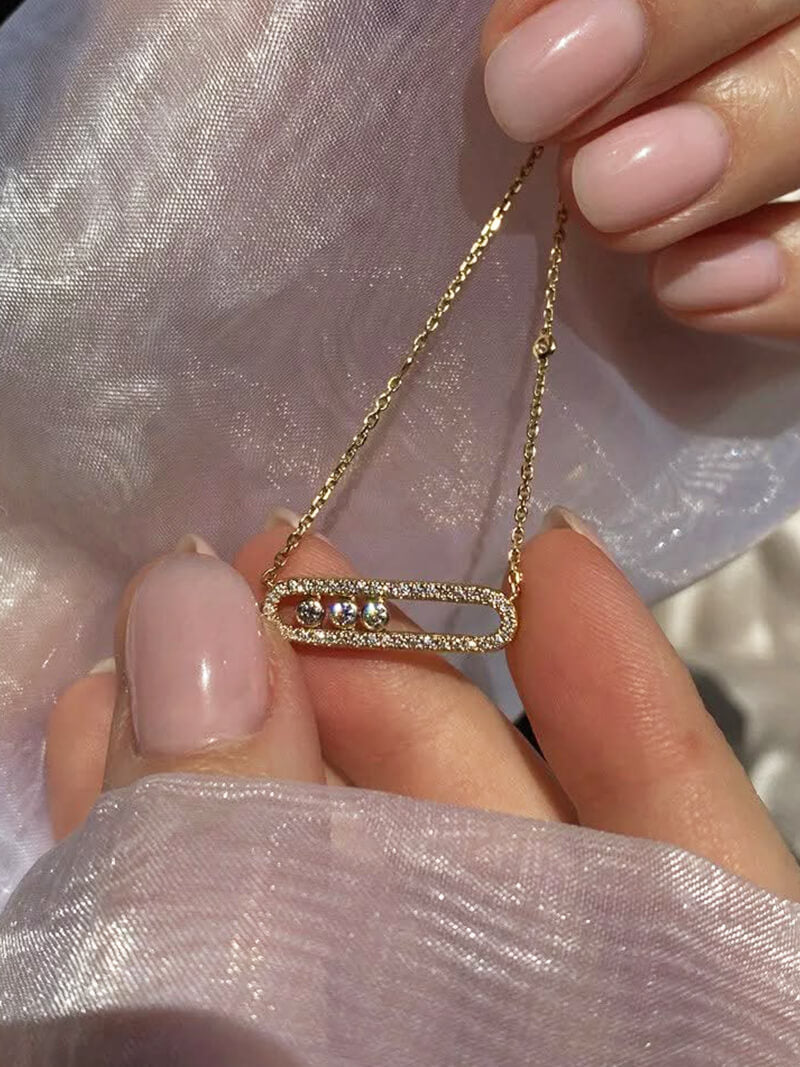 Ana - Colier cu Trei Diamante în Mișcare