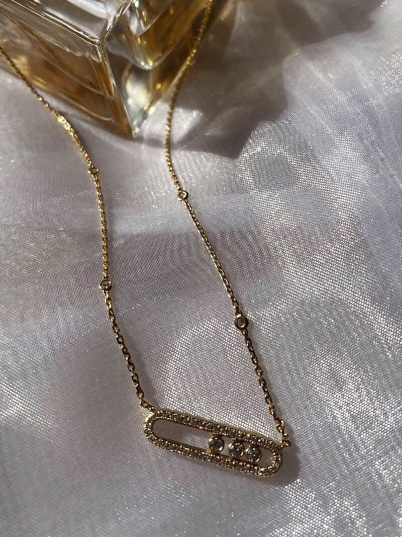 Ana - Colier cu Trei Diamante în Mișcare