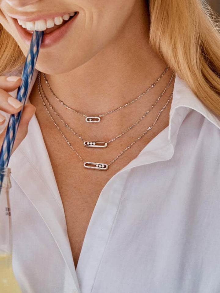 Ana - Colier cu Trei Diamante în Mișcare