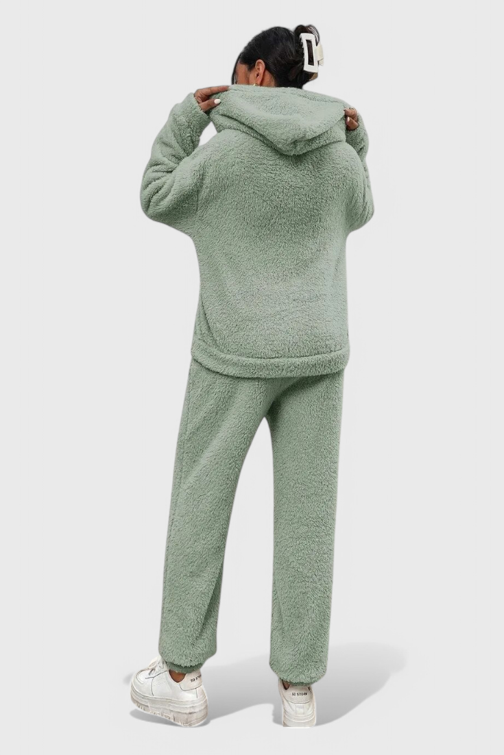 Rivae - Set de pijama și hanorac din pluș pentru purtat confortabil