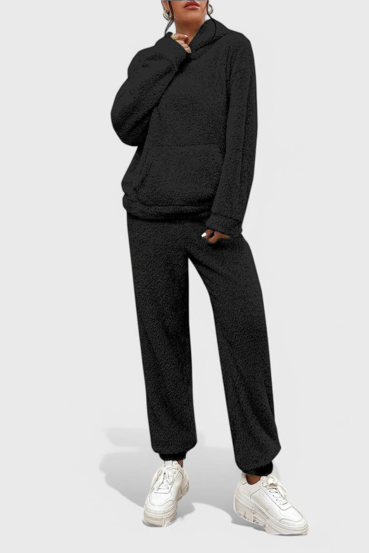 Rivae - Set de pijama și hanorac din pluș pentru purtat confortabil