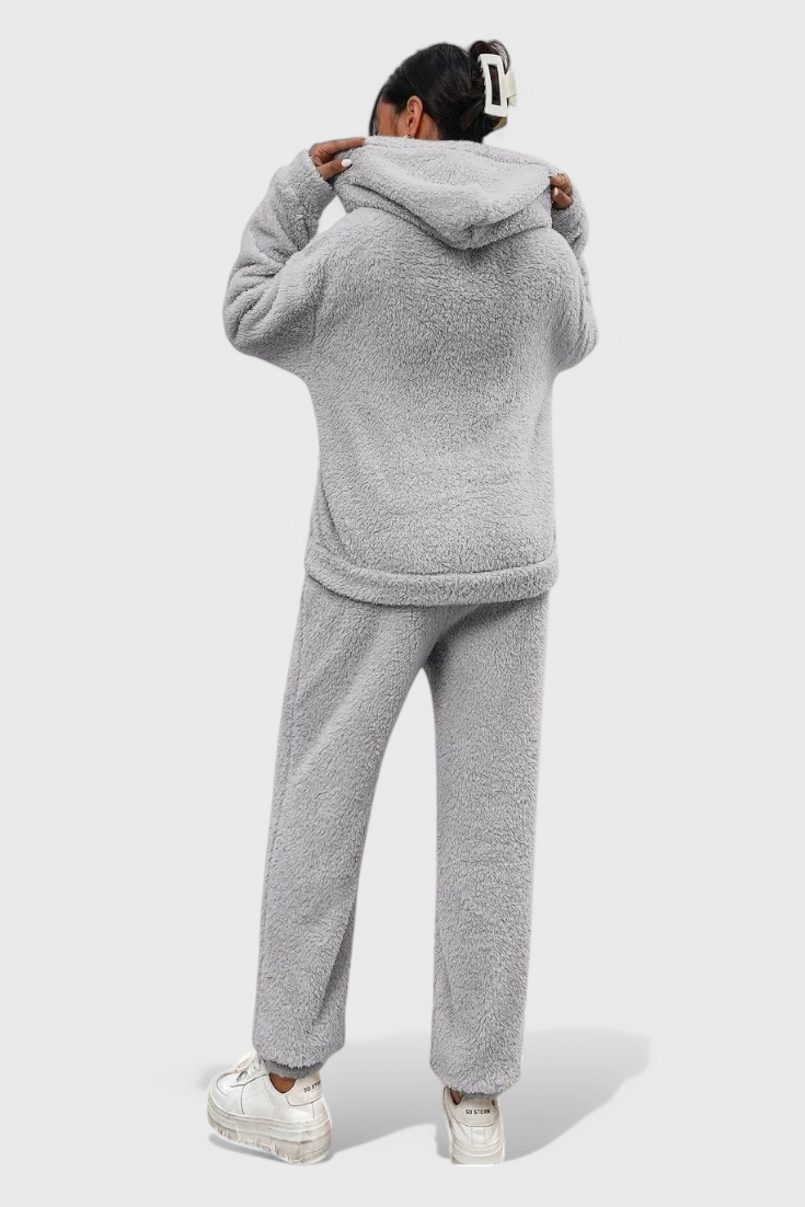 Rivae - Set de pijama și hanorac din pluș pentru purtat confortabil