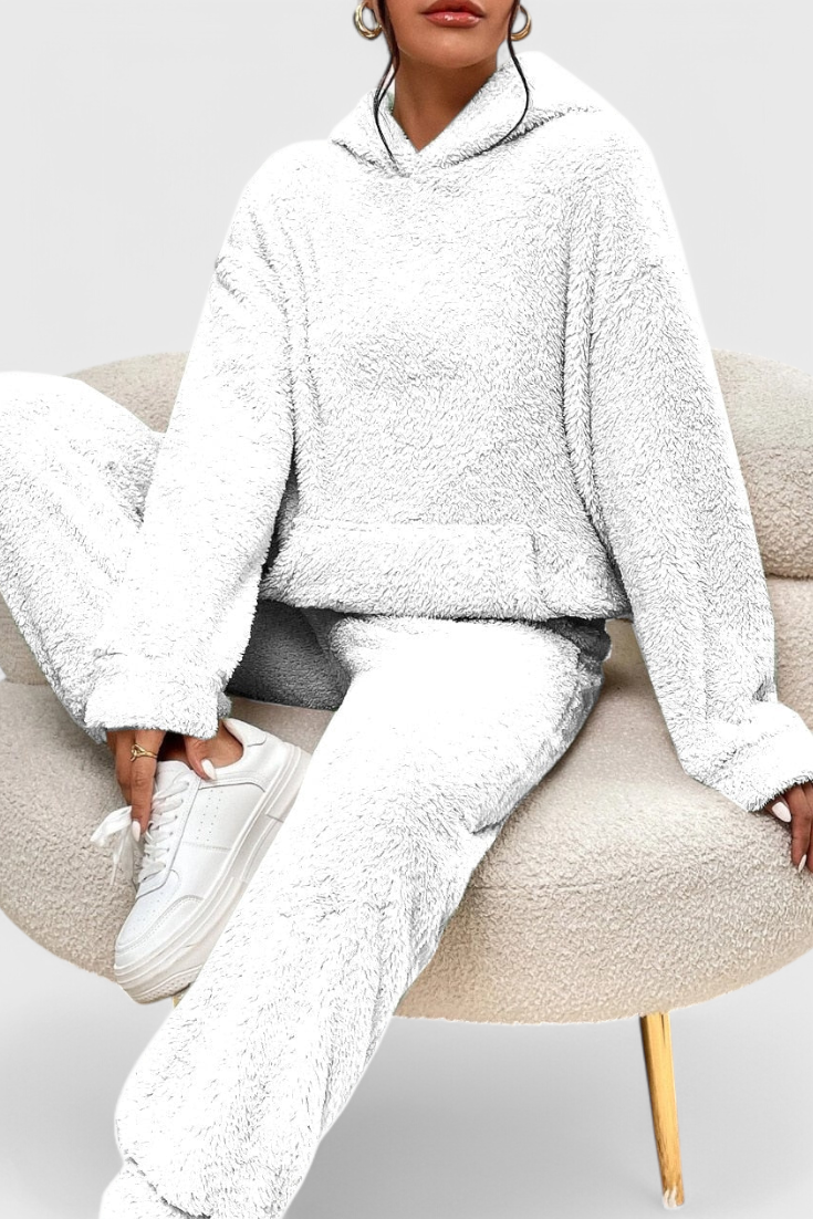 Rivae - Set de pijama și hanorac din pluș pentru purtat confortabil