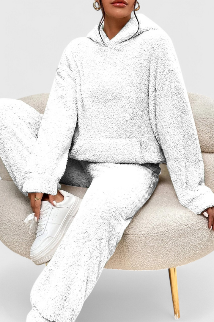 Rivae - Set de pijama și hanorac din pluș pentru purtat confortabil