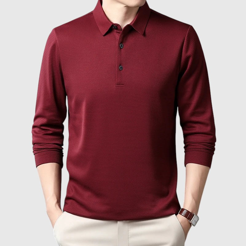 Libuše - Camisa polo elegantă pentru bărbați cu mânecă lungă