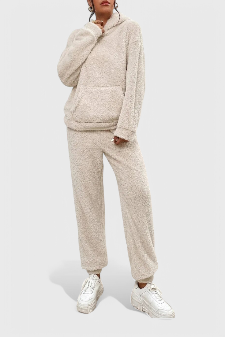 Rivae - Set de pijama și hanorac din pluș pentru purtat confortabil