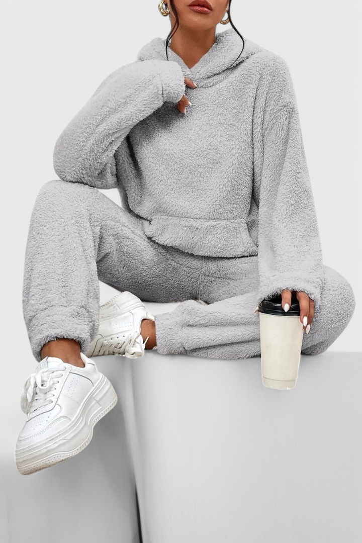 Rivae - Set de pijama și hanorac din pluș pentru purtat confortabil