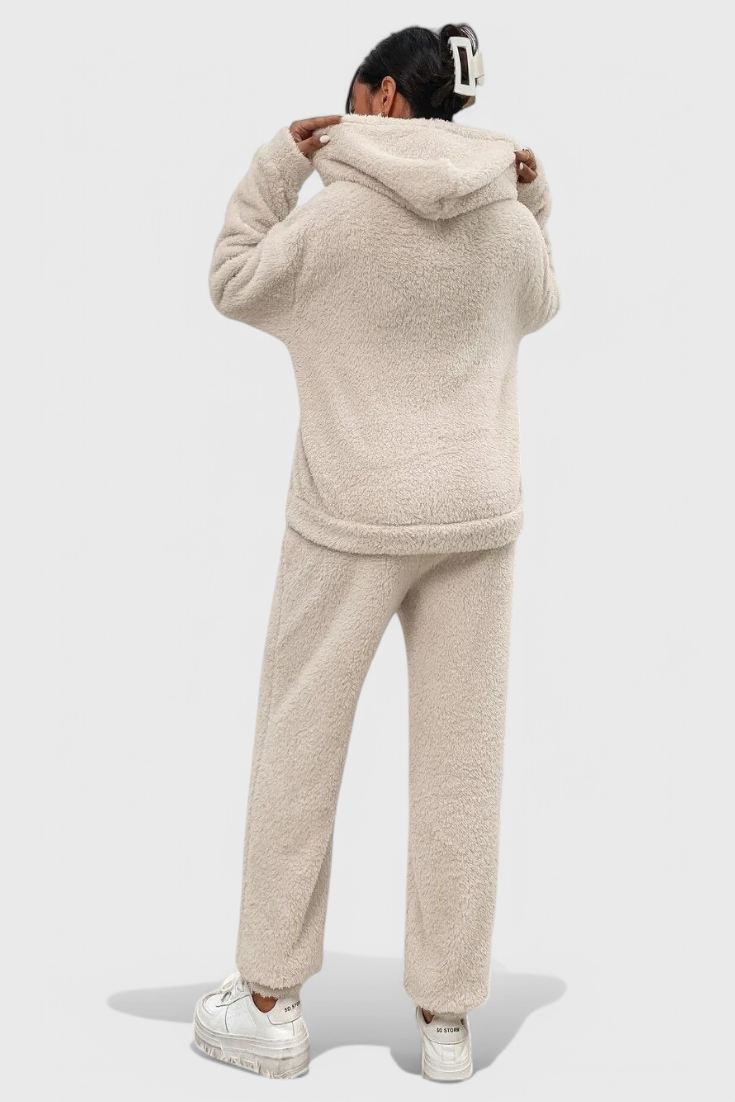 Rivae - Set de pijama și hanorac din pluș pentru purtat confortabil