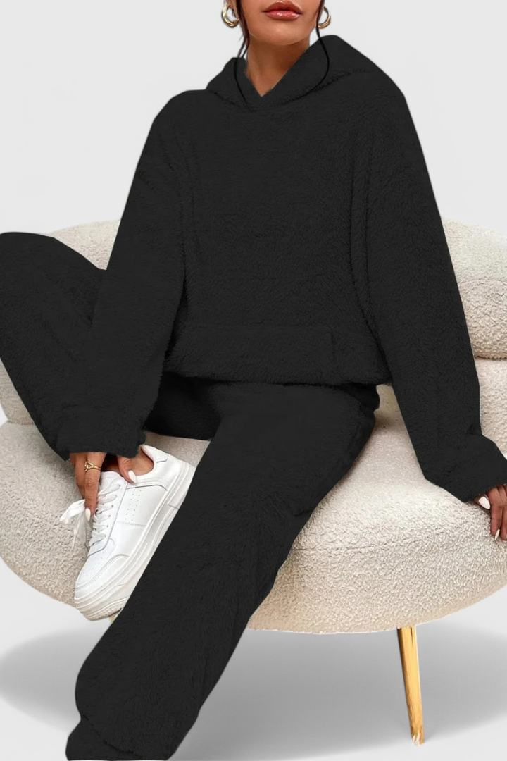 Rivae - Set de pijama și hanorac din pluș pentru purtat confortabil