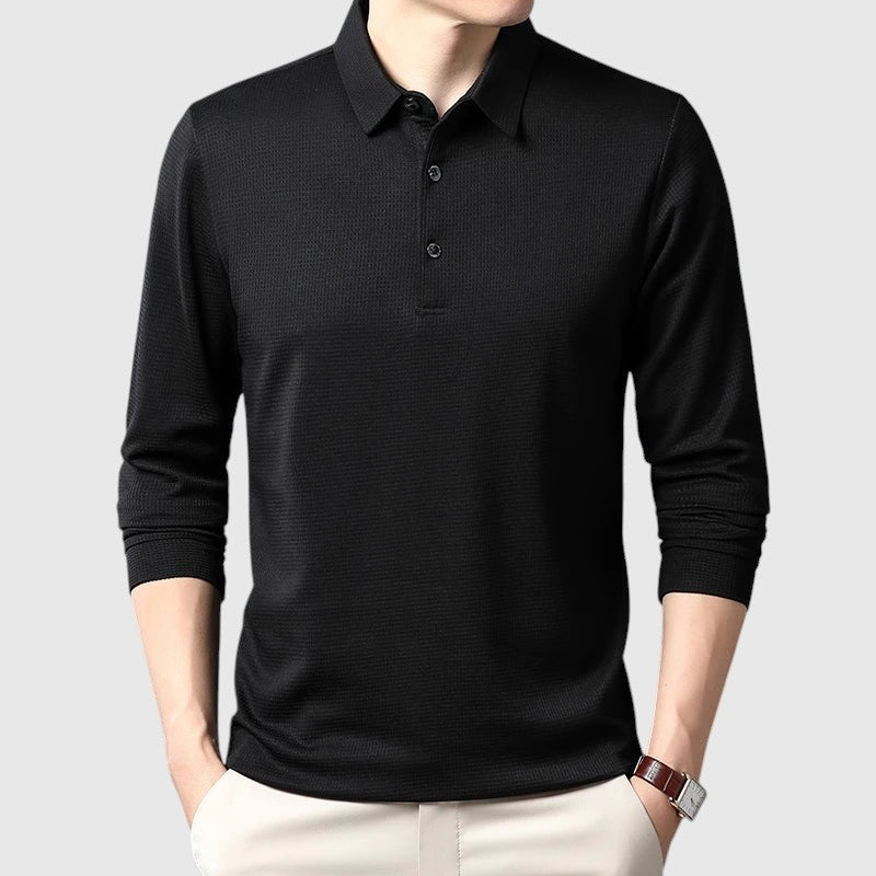 Libuše - Camisa polo elegantă pentru bărbați cu mânecă lungă