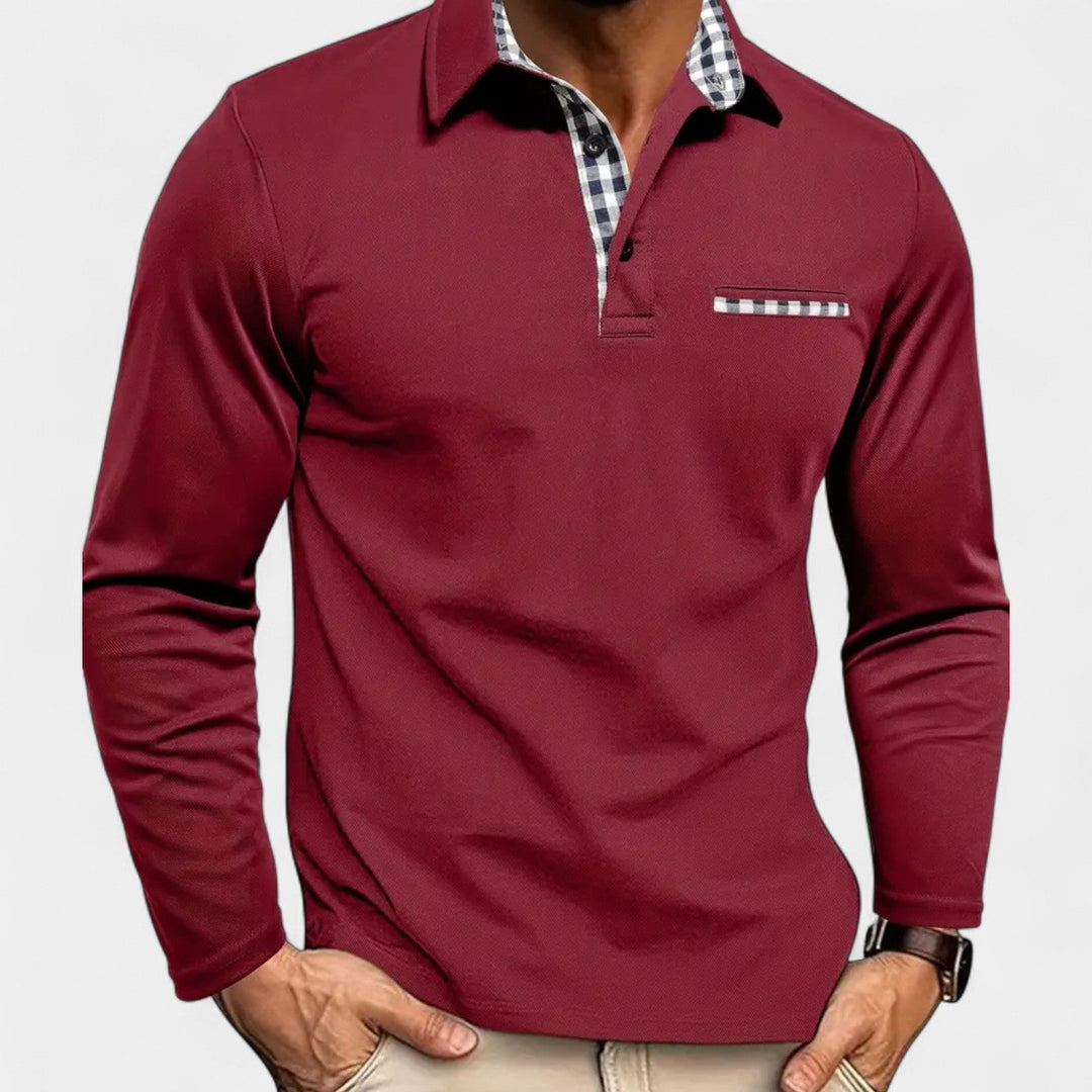 Jakub - Tricou polo pentru bărbați cu mânecă lungă