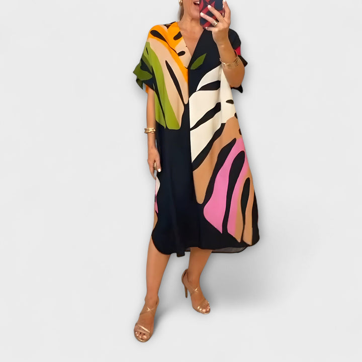 Roos - Rochie casual cu imprimeu colorat de frunze