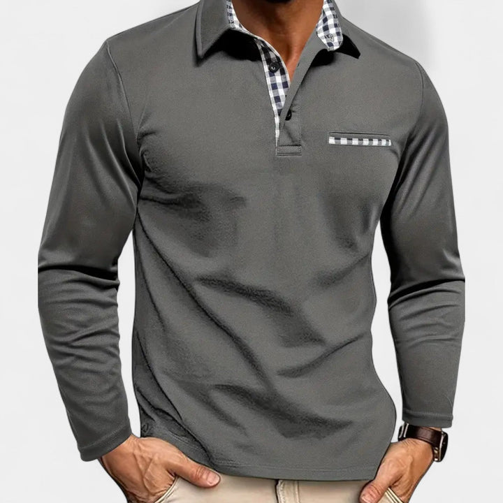 Jakub - Tricou polo pentru bărbați cu mânecă lungă