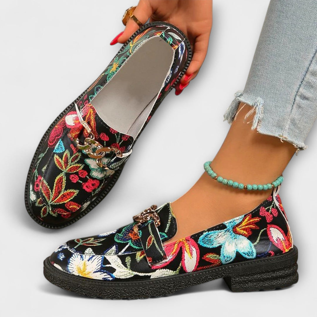 Orla – Moccasini multicolori cu model floral