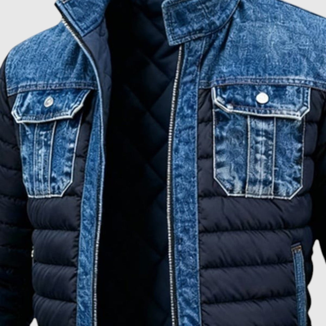 Jakub - Geacă de outdoor vintage pentru bărbați cu patchwork din denim