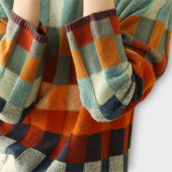 Erika - Pulover cu guler în stil patchwork