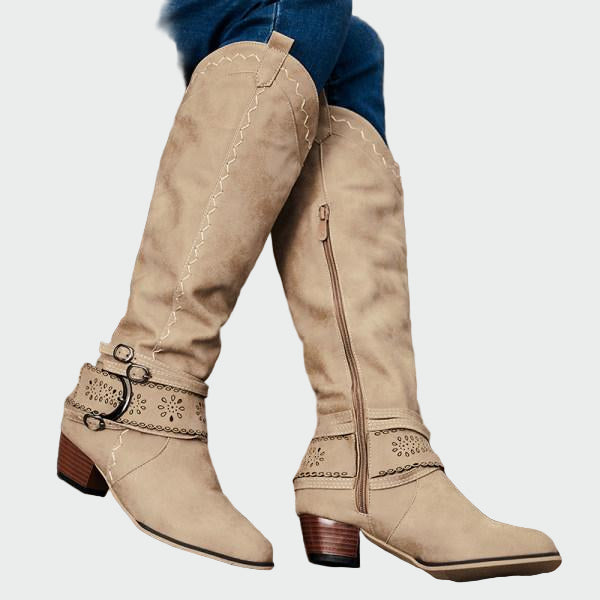 Veselka - Botine retro din piele estilo cowboy